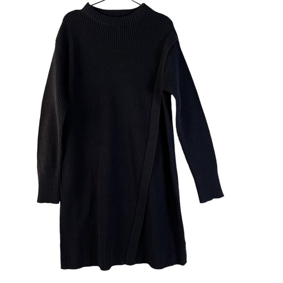 NWT Halston Studio Studio Long Sleeve Mini Sweater Dress Black Ribbed Size XXL - Picture 2 of 11